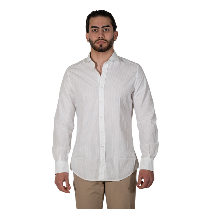 Camicia M/L Collo Francese Seersucker Bianco