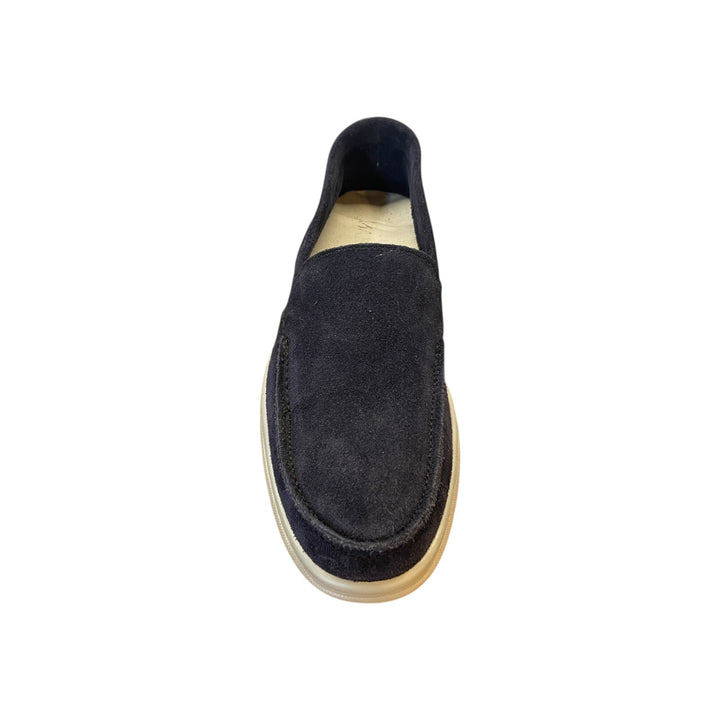 Mocassino Suola Gomma Pelle Scamosciata Blu