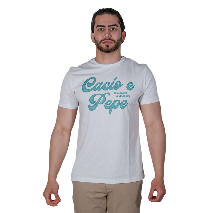 T-SHIRT STAMPA CACIO&PEPE BLU