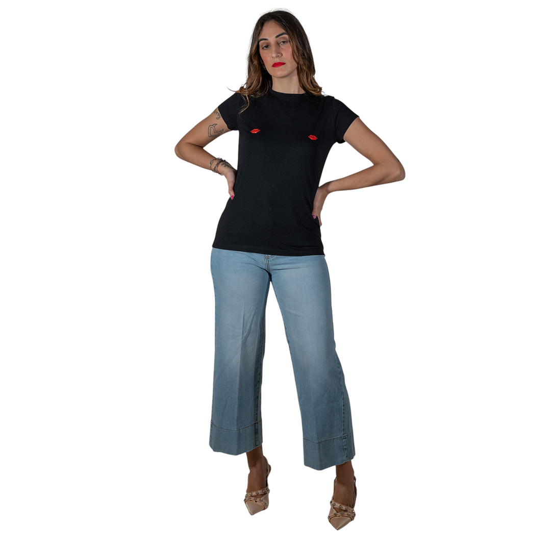 T-SHIRT CON BOCCHE BLACK