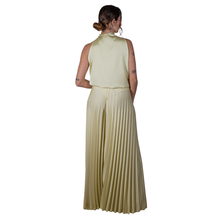 PANTALONE PLISSE' PASTEL YELLOW
