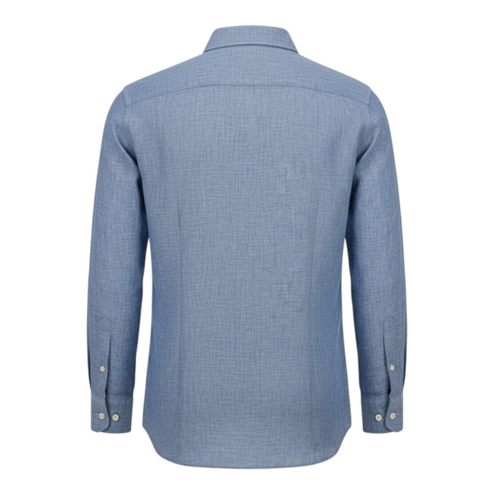 Chemise à manches longues coupe personnalisée 100 % lin bleu délavé