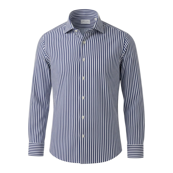 Chemise à manches longues Slim Fit sans repassage rayée bleu-blanc