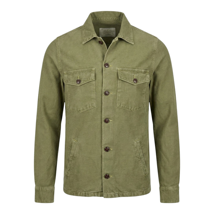 Camisa oversize de manga larga Acadia, mezcla de lino, estilo militar