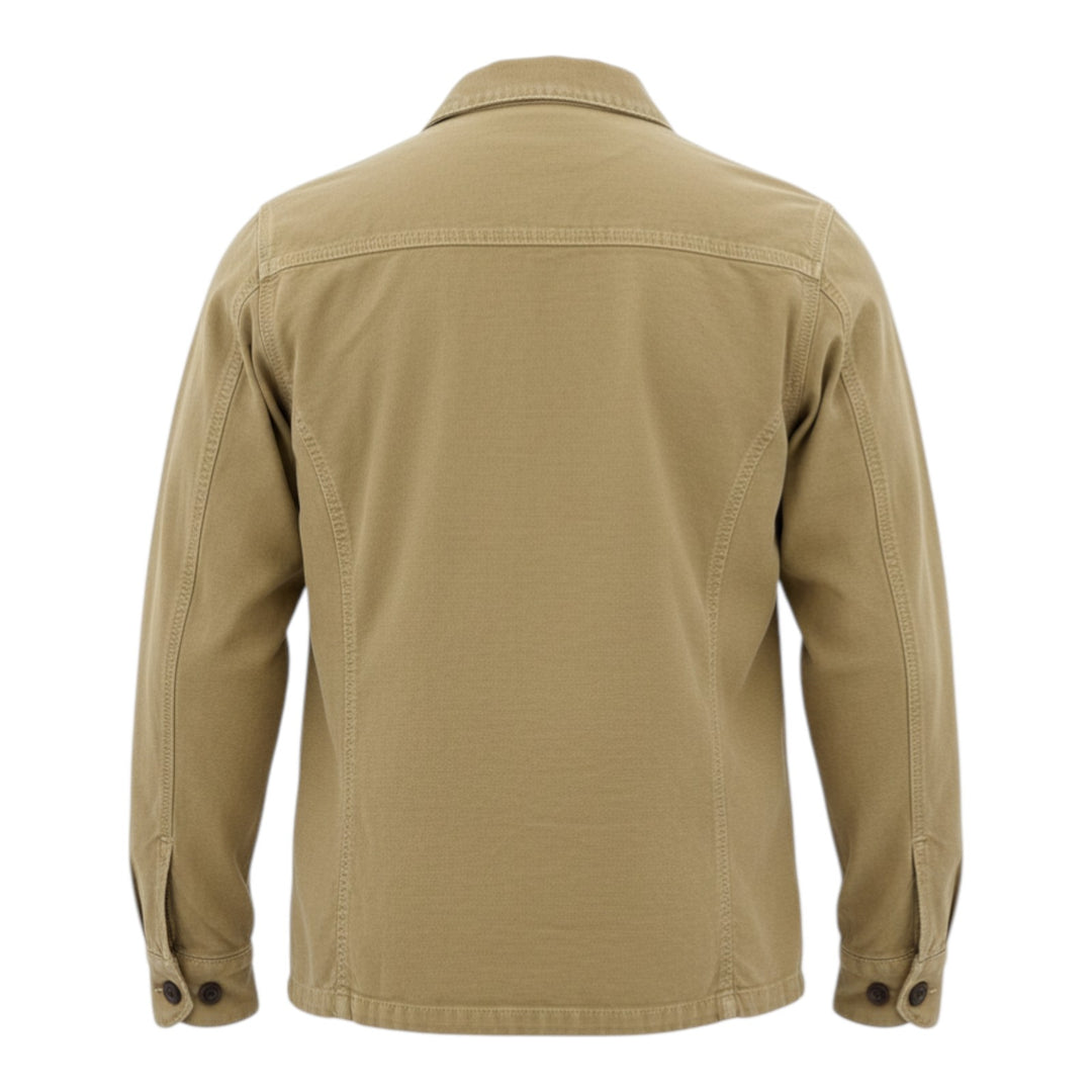 Camisa oversize de manga larga Acadia, mezcla de lino, color moka