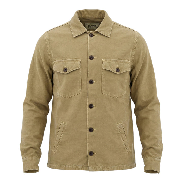 Camisa oversize de manga larga Acadia, mezcla de lino, color moka