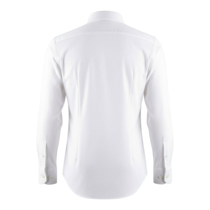 Camisa polo Oxford de manga larga, corte personalizado, algodón blanco