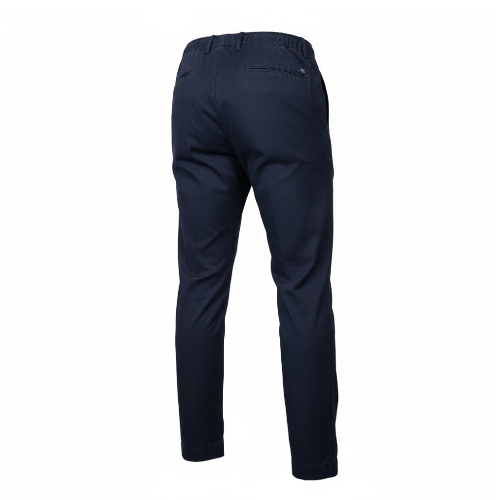 PANTALON EN COTON AVEC ÉLASTIQUE ET POCHES BLUES