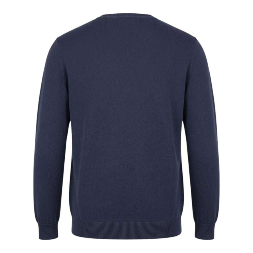 Girocollo Manica Lunga Cotone Pettinato Blu