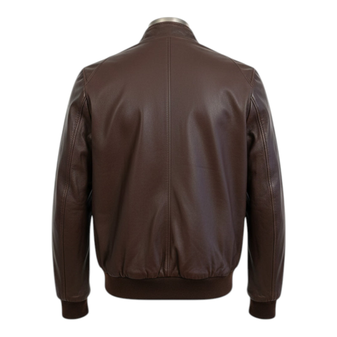 Chaqueta modelo Baracuta de piel auténtica marrón