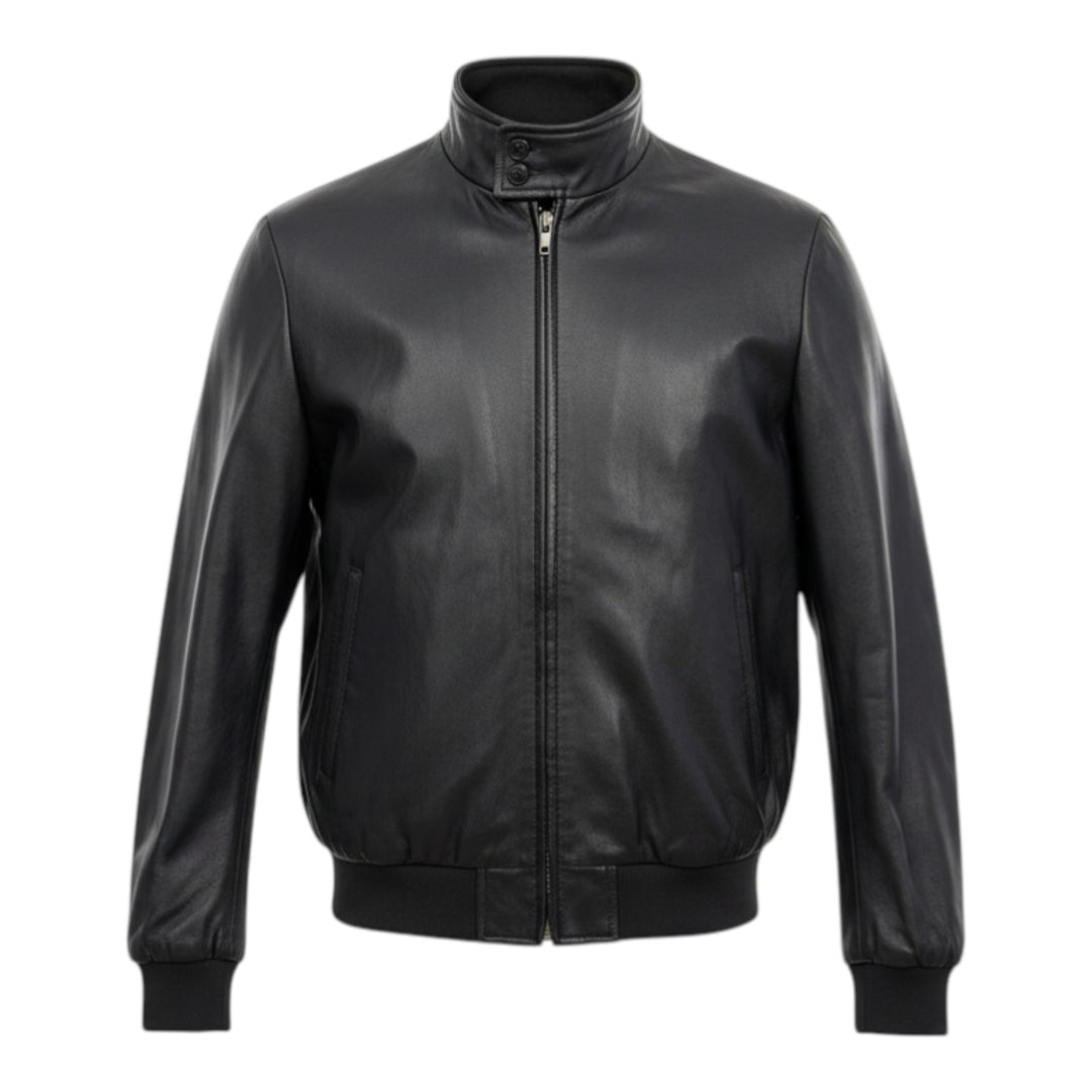 Chaqueta modelo Baracuta de piel auténtica negra