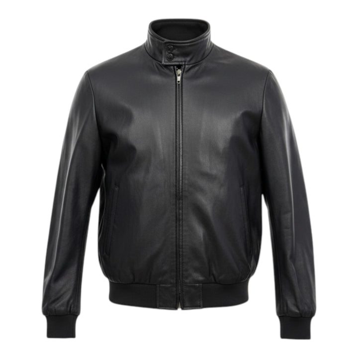 Chaqueta modelo Baracuta de piel auténtica negra