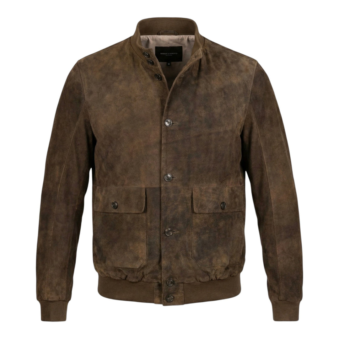 Chaqueta modelo Valstar de piel de ante auténtica color tabaco