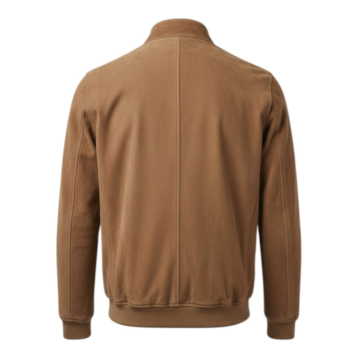 Chaqueta modelo Valstar de piel de ante perforada color arena