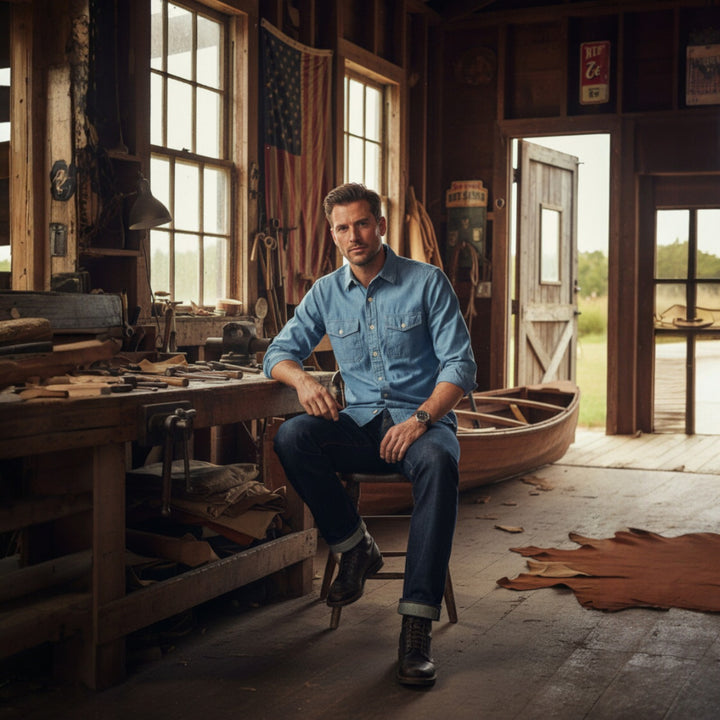 CHEMISE EN CHAMBRAY DE CHANVRE CPO BLEUE