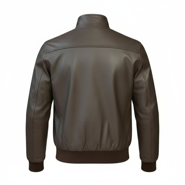Giubbino Barracuta Testa di Moro Giacca in Pelle Marrone