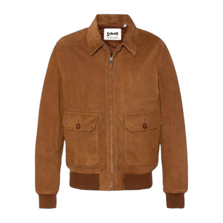 BOMBER SUEDE LEATHER JACKET RUST