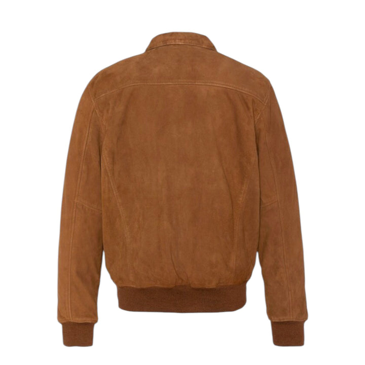 BOMBER SUEDE LEATHER JACKET RUST