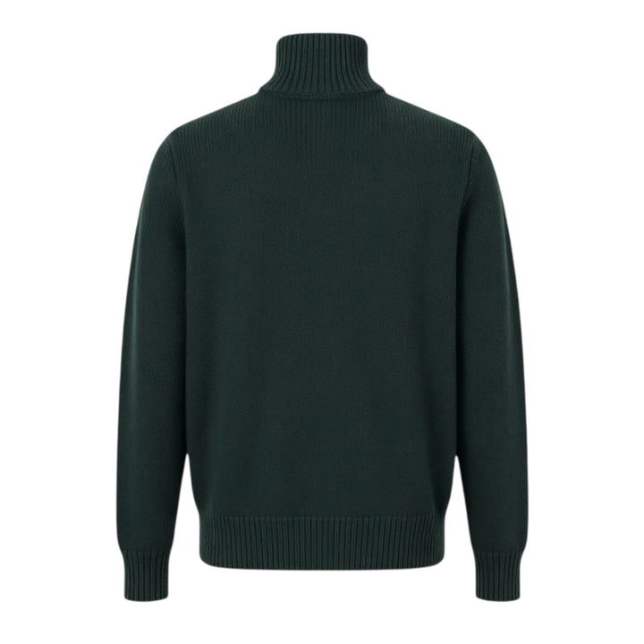 PULL À FERMETURE ÉCLAIR FINEZZA 5 LAINE MÉRINOS VERT