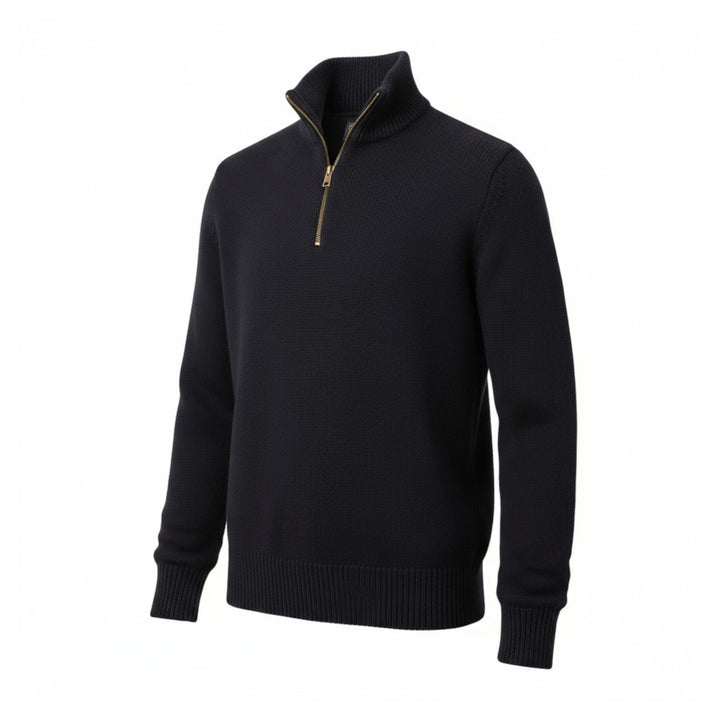 MAGLIONE ZIP FINEZZA 5 LANA MERINOS BLU