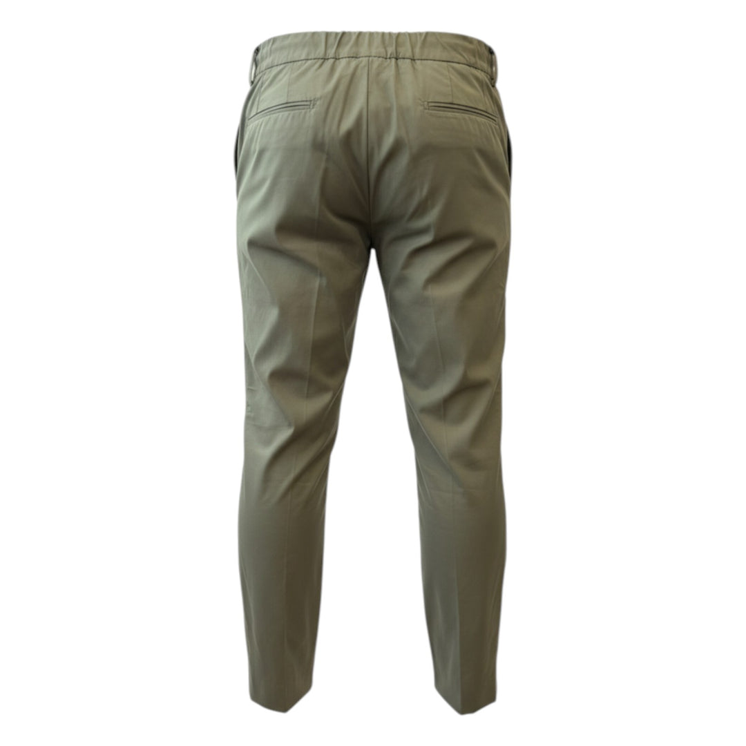 Pantalones ultraligeros con cintura elástica y pinzas, color verde militar