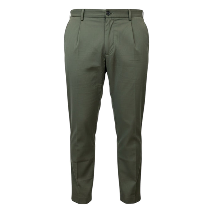 Pantalones ultraligeros con cintura elástica y pinzas, color verde militar