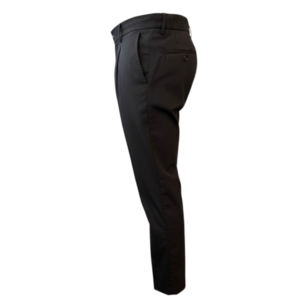 Pantalon à taille élastiquée et pinces, couleur Tasmania Black