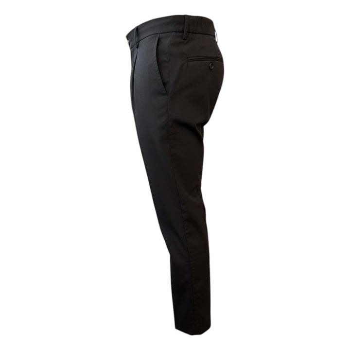 Pantalon à taille élastiquée et pinces, couleur Tasmania Black