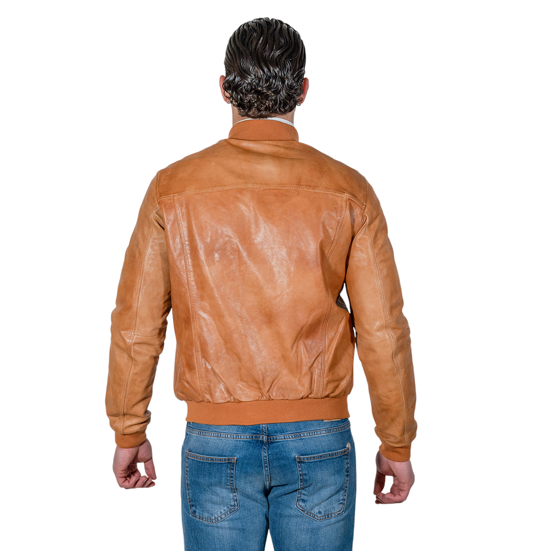 GIUBBINO CON BOTTONI PELLE COGNAC