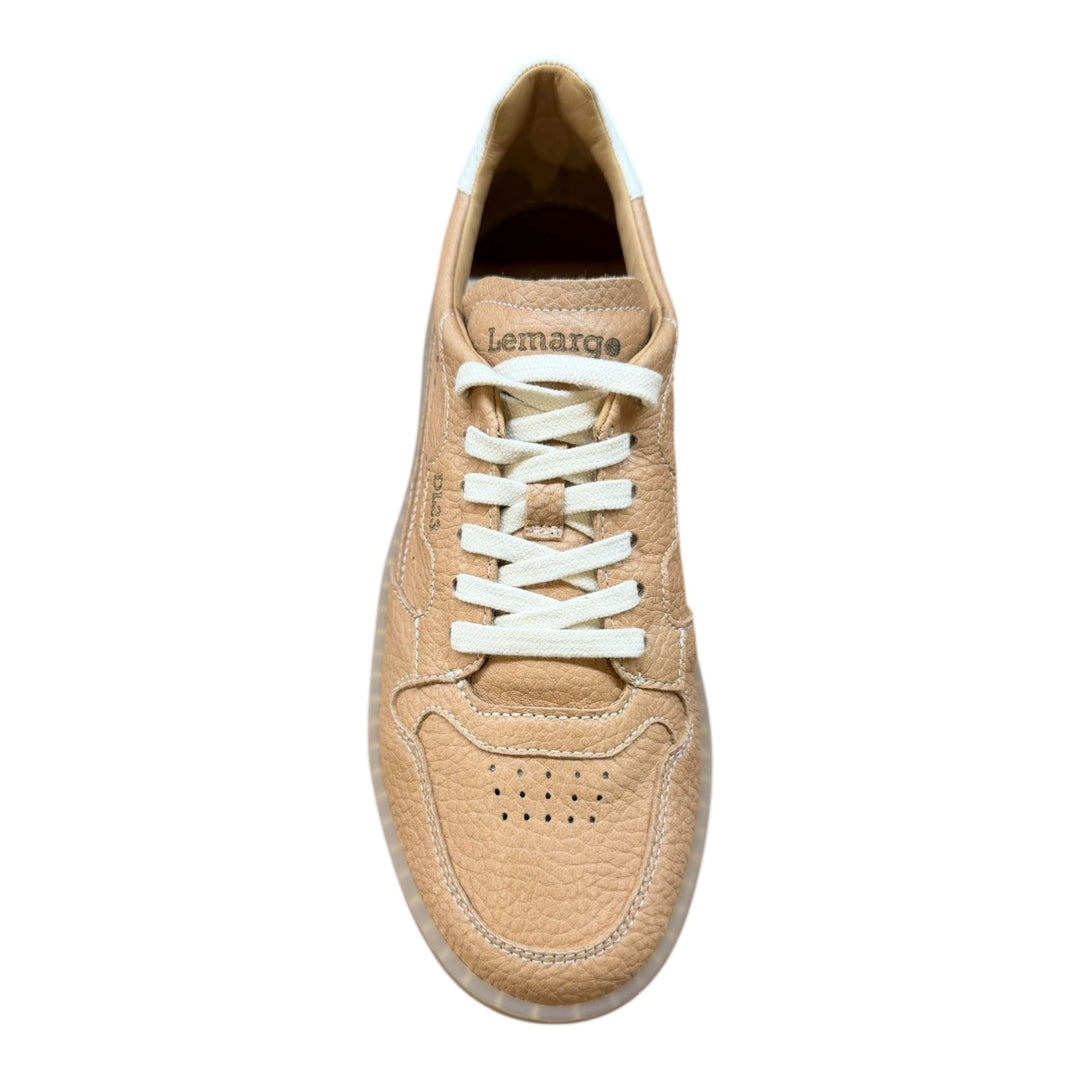 Sneakers Jannik en cuir véritable de cerf noyer-blanc