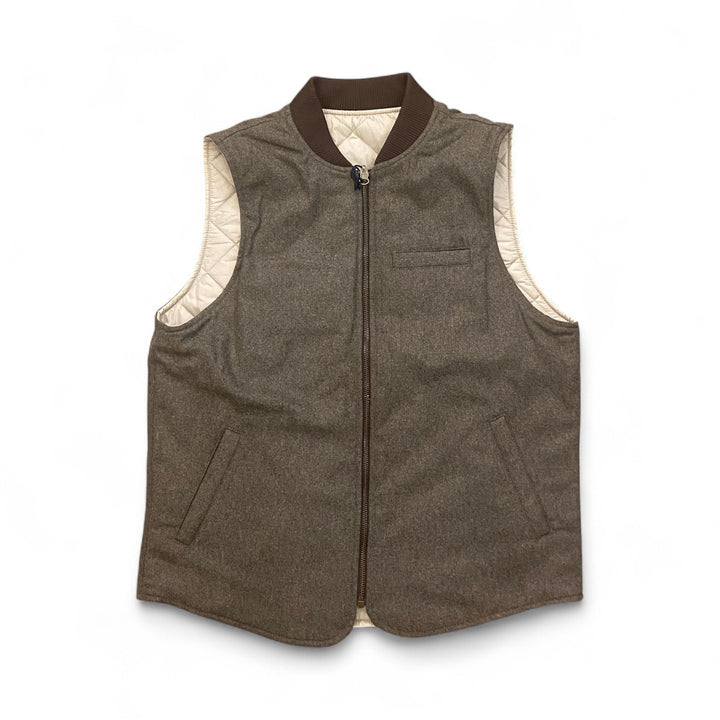 GILET IN LANA REVERSIBILE OWL MARRONE