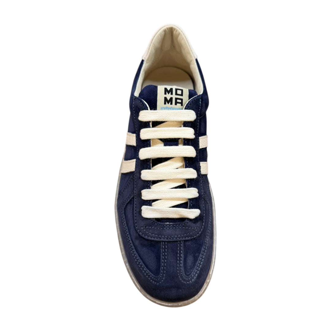 Sneakers in Vera Pelle Scamosciata Blu-Bianco