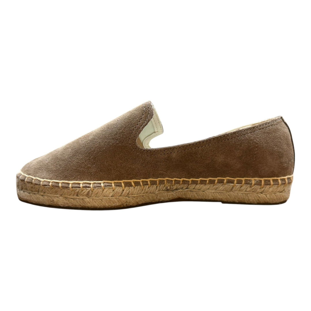Espadrillas Vera Pelle Scamosciata Suola Gomma Marrone