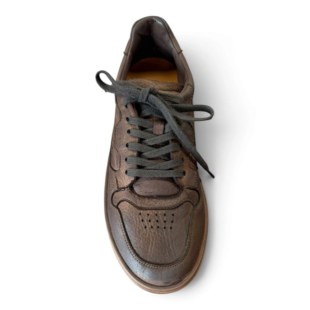 SNEAKERS IN PELLE CERVO EBANO