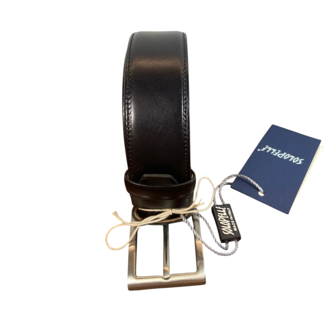 CEINTURE EN CUIR VÉRITABLE COUSUE NOIR