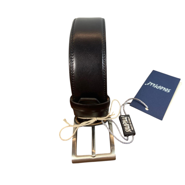 CEINTURE EN CUIR VÉRITABLE COUSUE NOIR