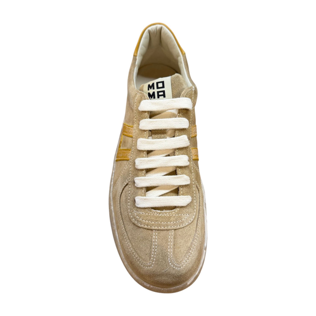 Sneakers in Vera Pelle Scamosciata Beige-Ocra