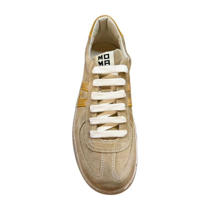 Sneakers in Vera Pelle Scamosciata Beige-Ocra