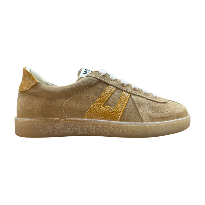 Sneakers in Vera Pelle Scamosciata Beige-Ocra
