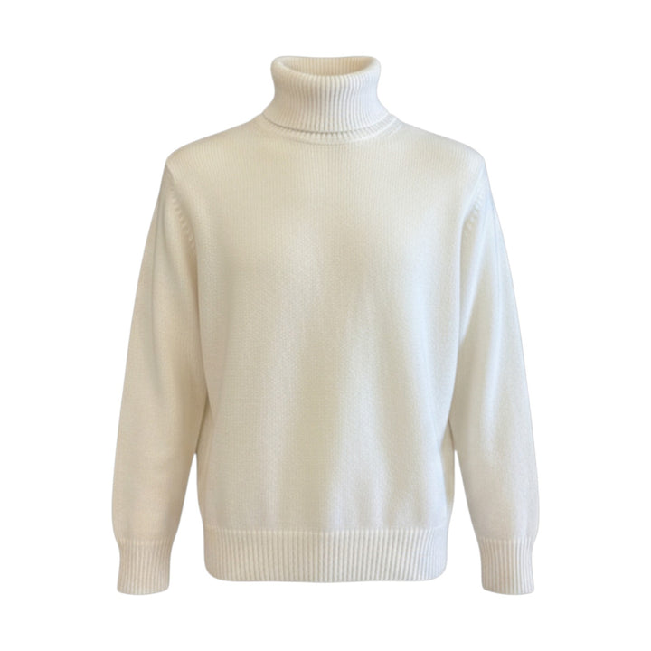 MAGLIONE COLLO ALTO FINEZZA 5 LANA MERINOS BIANCO