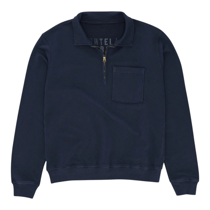 Yale Sweat-shirt en jersey garzé avec col et fermeture éclair bleu marine