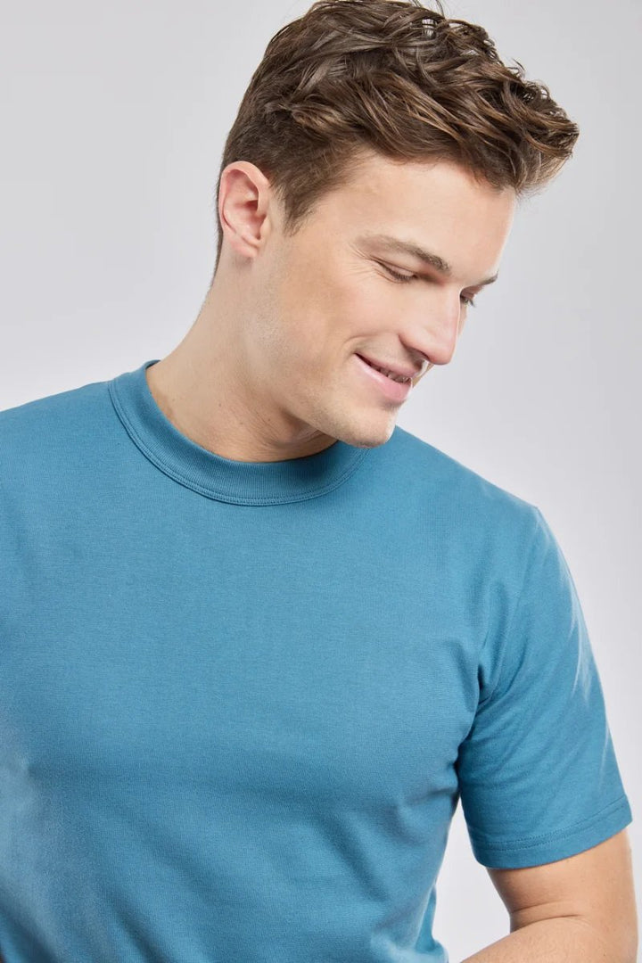 Armor lux T-shirt Callac Bio gots TEAL Ottanio Blu - foto 3