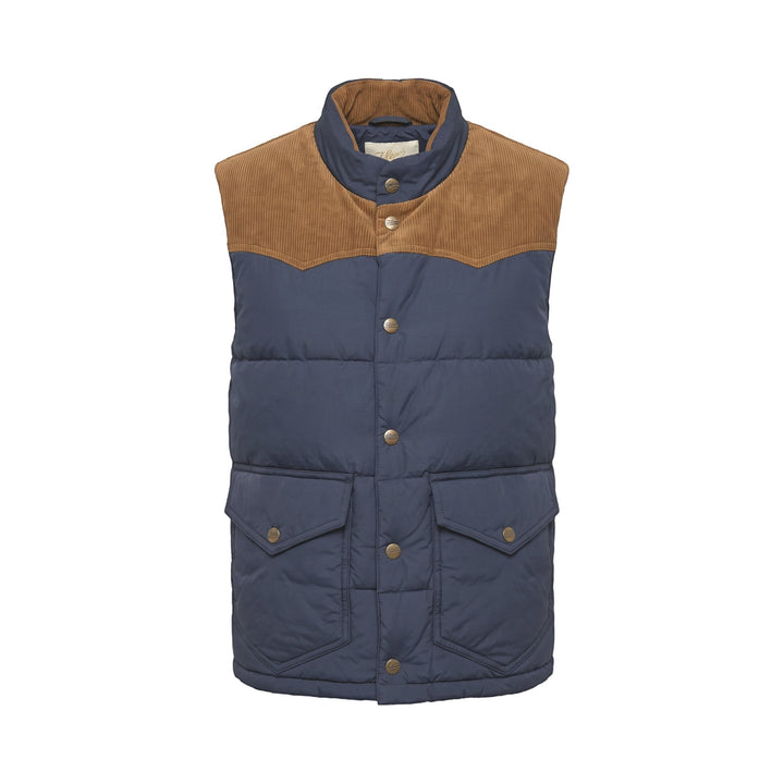 Marc Vest Waxed gilet imbottito navy con sprone in velluto Bl'ker Vintage, vista frontale