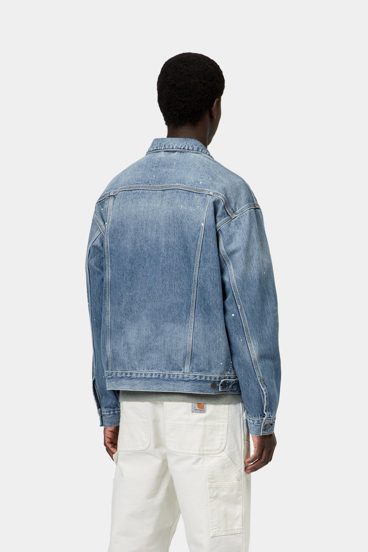 Carhartt Wip HELSTON JACKET BLUE DESTROY WASH SPLATTER Blu - foto 4