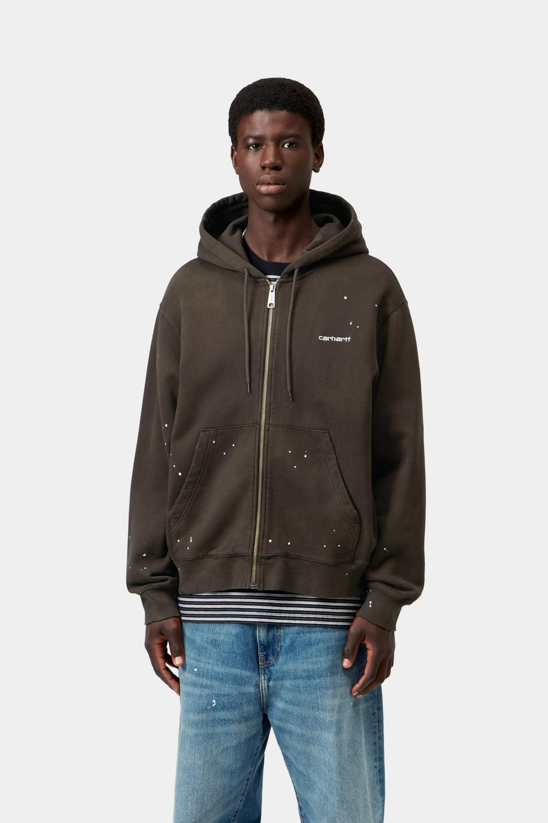Carhartt Wip HOODED PAINTER JACKET TOBACCO DESTROY WASH SPLATTER Marrone - foto 3