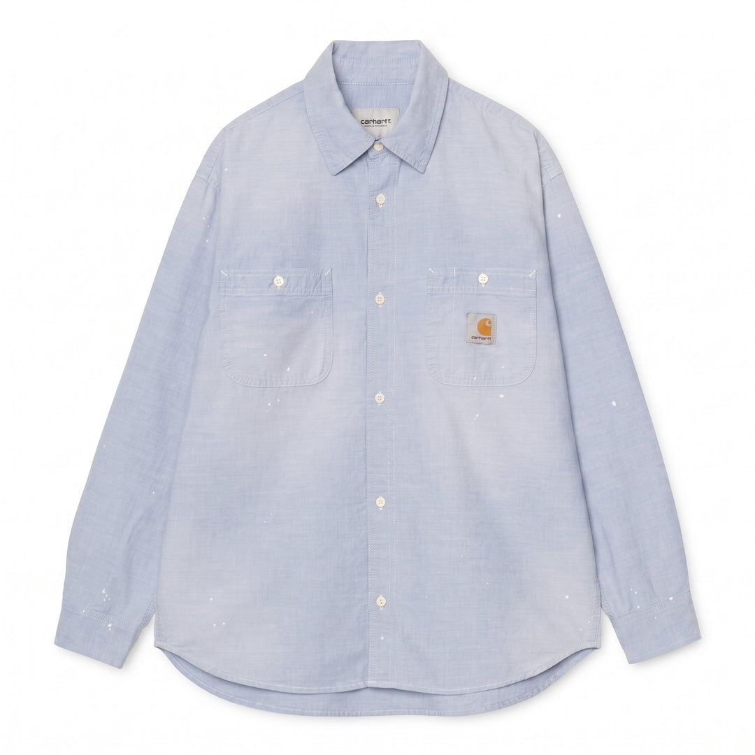 Carhartt Wip L/S PAINTER SHIRT BLUE WORN USED SPLATTER Blu - foto 1