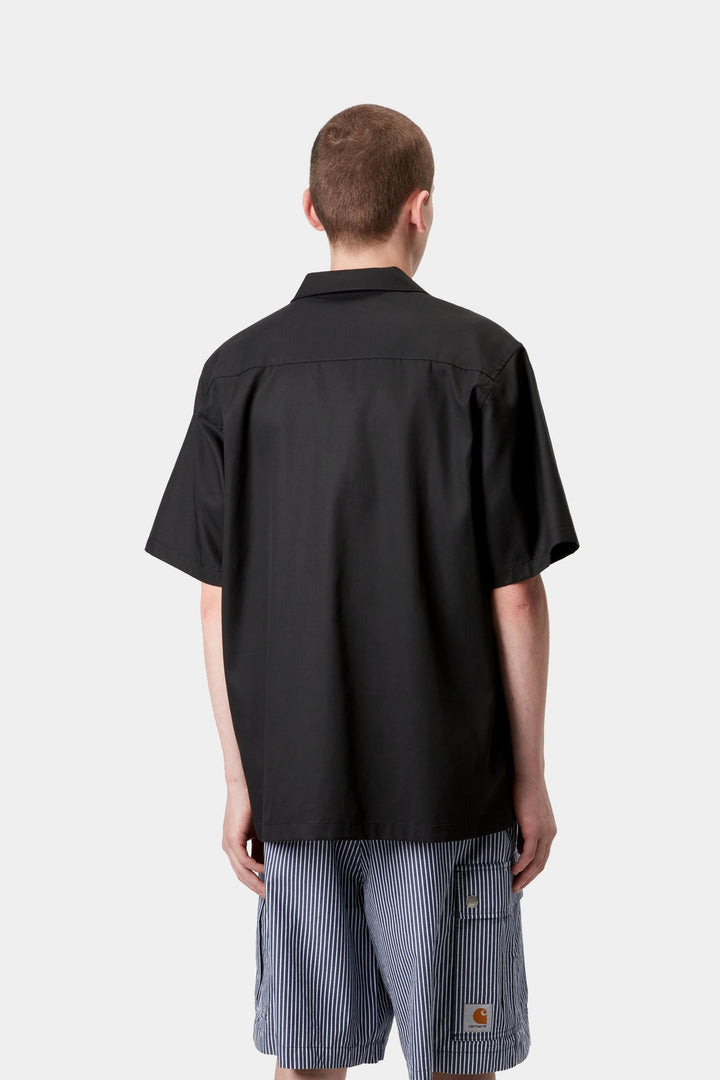 Camisa Carhartt Wip Delray de manga corta, negro/blanco - foto 4