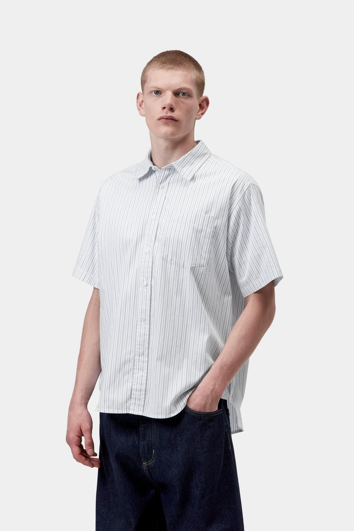 Carhartt Wip S/S KEENE SHIRT KEENE STRIPE WHITE Bianco - foto 2