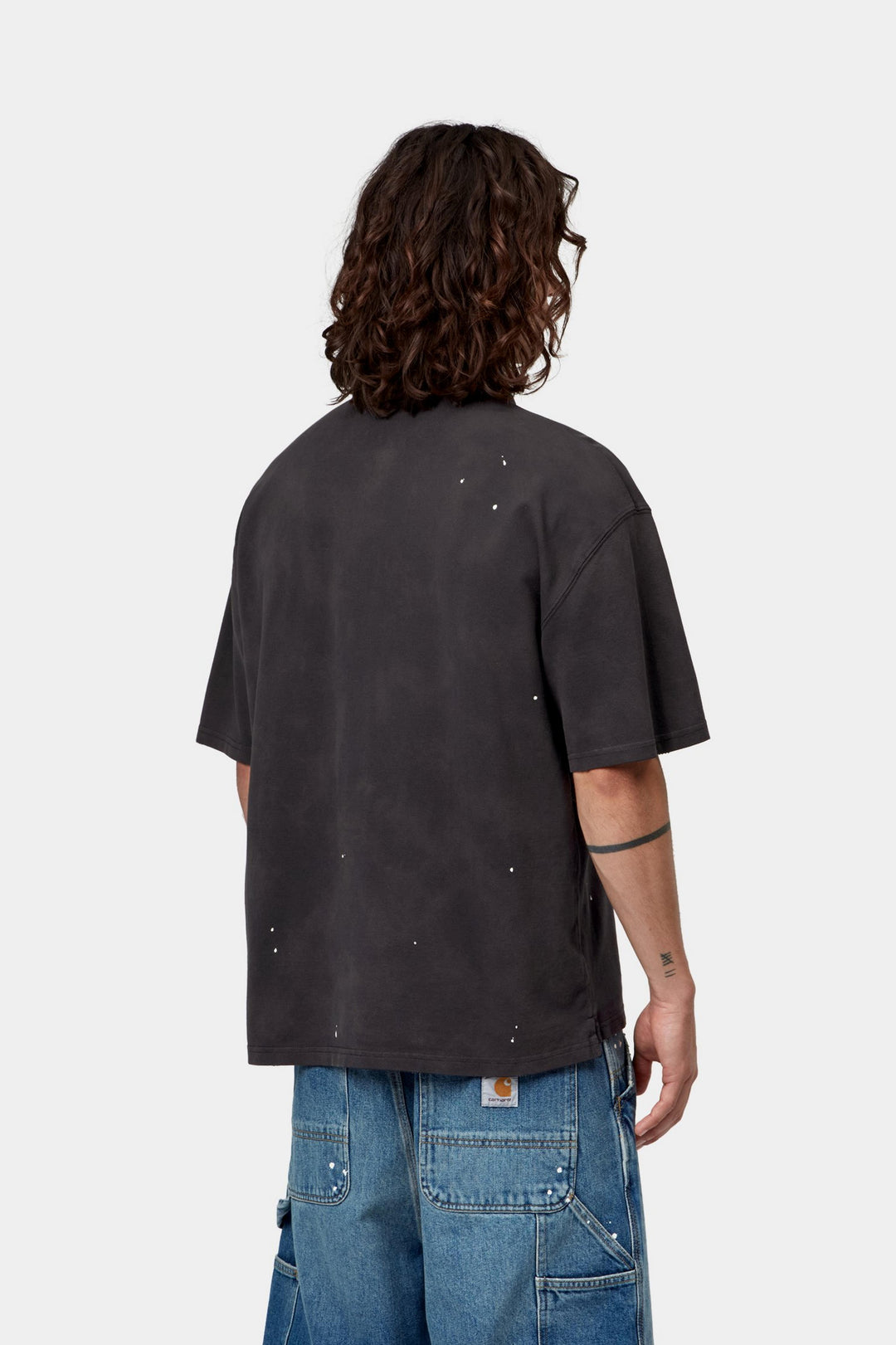 Carhartt Wip S/S PAINTER POLO BLACK DESTROY WASH SPLATTER Nero - foto 4