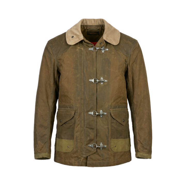Giacca Fireman in cotone cerato con ganci metallici Chesapeake's, vista frontale